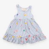 Dress jersey blue and white spotted unicorns