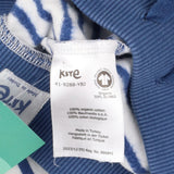 Blue and white stripe joggers with blue knee patch