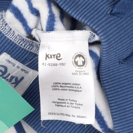 Blue and white stripe joggers with blue knee patch