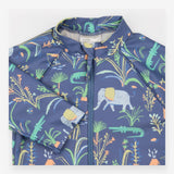 Swimsuit Blue Safari Animals and Volcanos