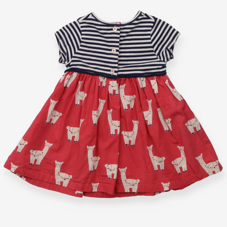Dress short sleeves navy and white striped llama p