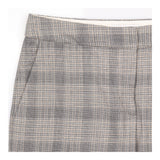 Grey Wool Blend Checked Slim Tailored Trousers