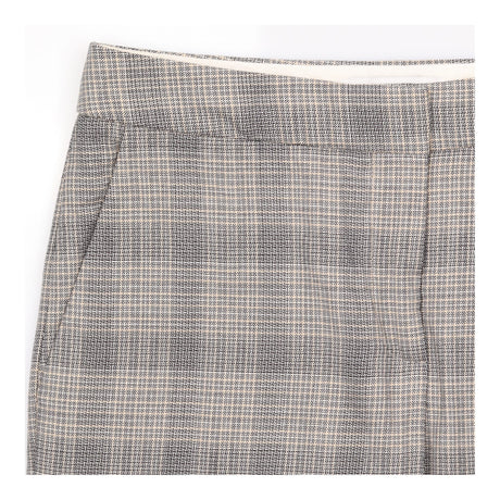 Grey Wool Blend Checked Slim Tailored Trousers