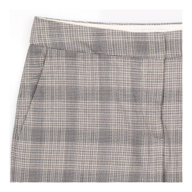 Grey Wool Blend Checked Slim Tailored Trousers