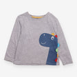 T-shirt long sleeve grey dinosaur