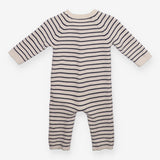 Romper knit navy and white stripe