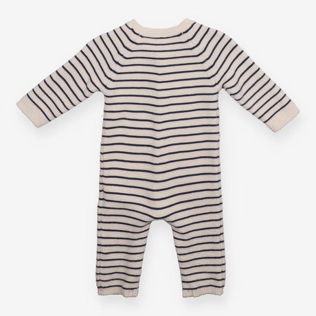 Romper knit navy and white stripe