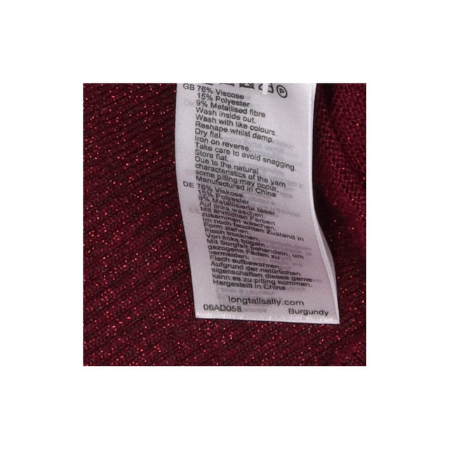 V Neck Metallic Shimmer Knit Jumper Berry Burgundy