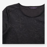 Black Embossed 3D Floral Textured Stretch Short Sl