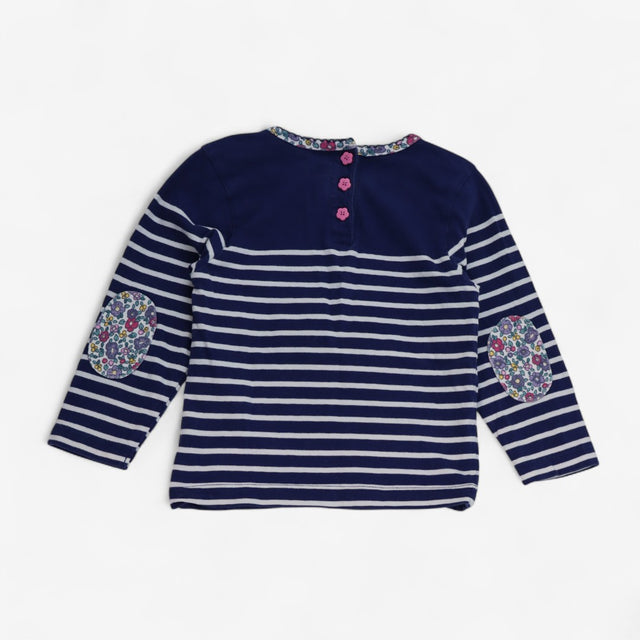 T-shirt LS Blue Stripe with Pink Triceratops