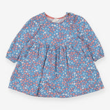 Dress jersey LS blue floral toadstools