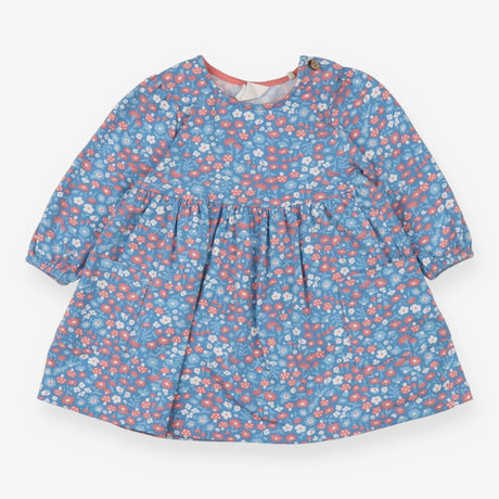 Dress jersey LS blue floral toadstools