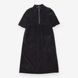 Black Corduroy Zip Front Midi Dress