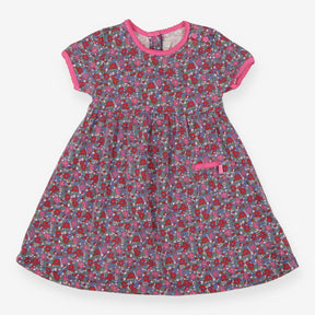 Pink and Red Flowers Dress with Pocket
