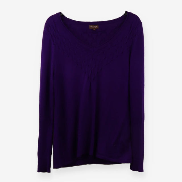 Fine Knit V‑Neck Jumper in Purple