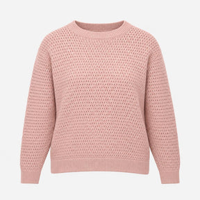 Jumper Pink Open Knit Crew Neck Long Sleeve