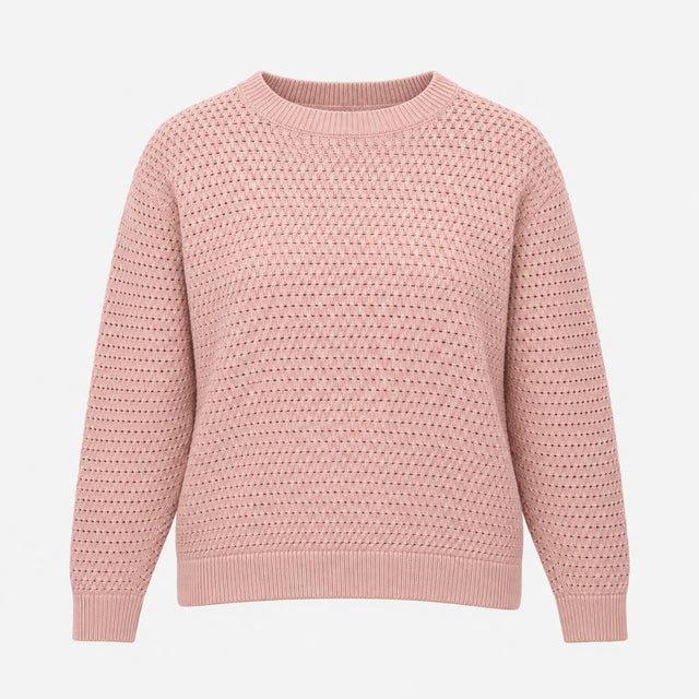 Jumper Pink Open Knit Crew Neck Long Sleeve