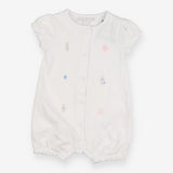 White shortie romper beach ball bunnies