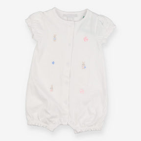 White shortie romper beach ball bunnies