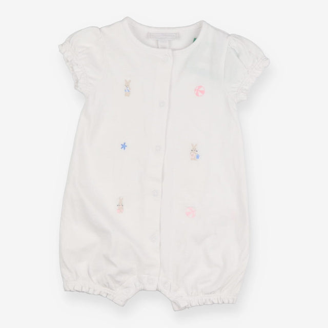 White shortie romper beach ball bunnies