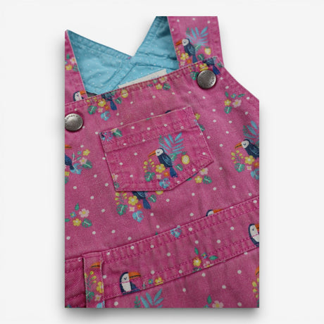 Pink denim dress with toucans