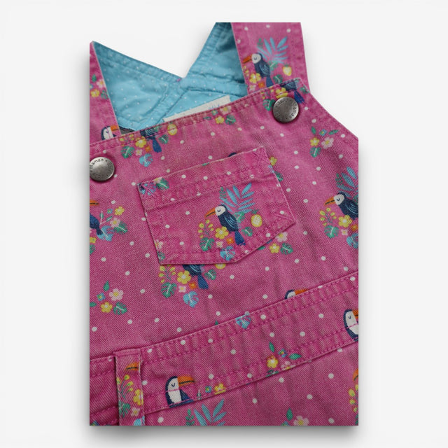 Pink denim dress with toucans