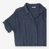 Jumpsuit Blue Button Front Tapered Leg