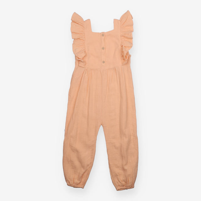 Peach Pink Dungarees with Flowers