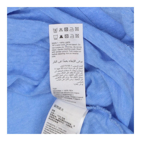 100% Linen Twist T-shirt Short Sleeve, Blue