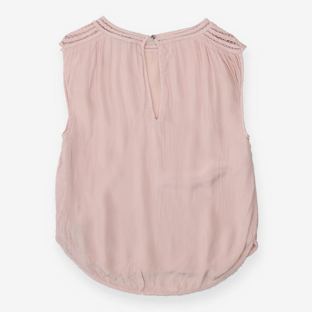 Sleeveless Pink Blouse Stitch Detail Shoulder