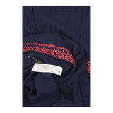 Embroidered Navy Strappy Midi Dress
