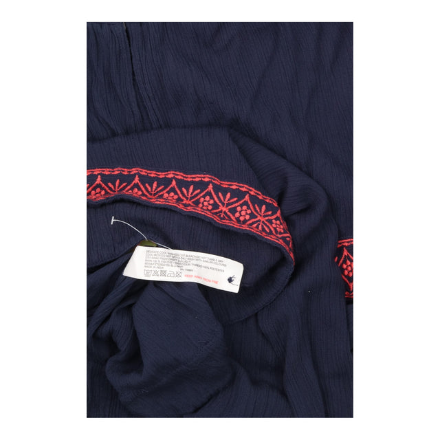 Embroidered Navy Strappy Midi Dress
