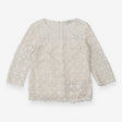 Cream High Neck Lace Top – Long Sleeve with Scallo