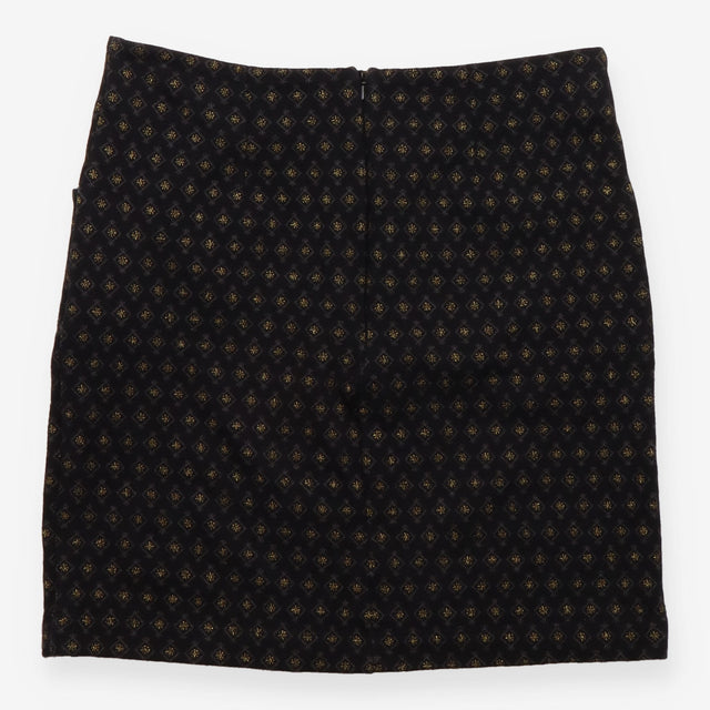 Charcoal Grey Gold Geometric Patterned Skirt