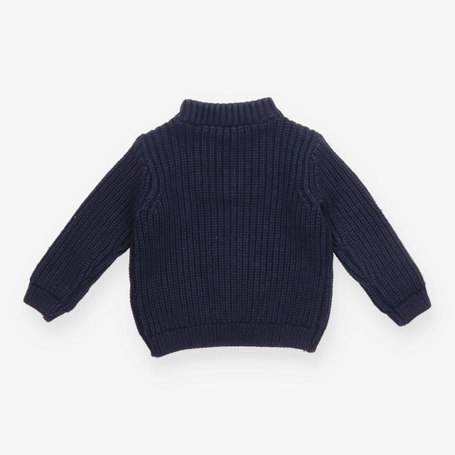 Sweater 1/4 zip navy blue cable knit