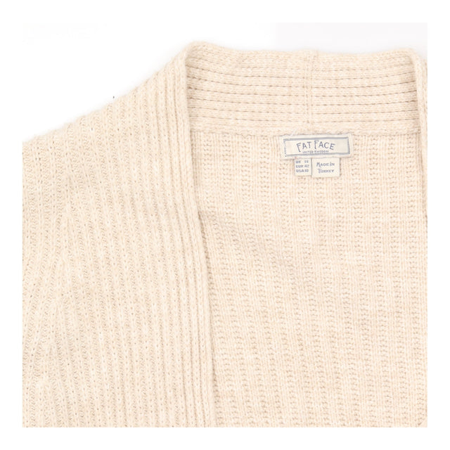 Cardigan Ivory Longline Open Front Ribbed Knit
