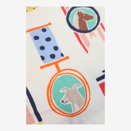 Cream Long Sleeve Woven Dress Animal Medals