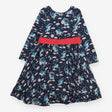 Skater Dress Navy with Unicorns and Detachable Bow