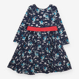 Skater Dress Navy with Unicorns and Detachable Bow