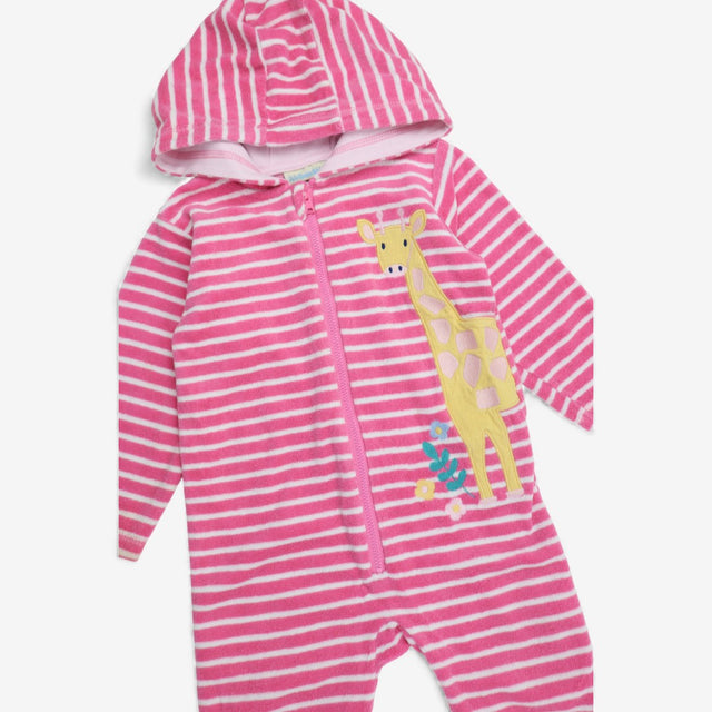Towelling  Pink Giraffe All-In-One