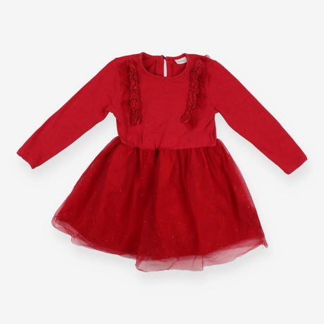 Dress long sleeve tulle red