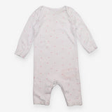 Sleepsuit footless white with pink hearts