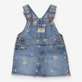 Pinafore denim white flowers