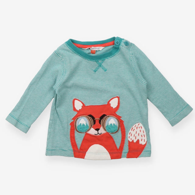 Green striped t-shirt exploring fox