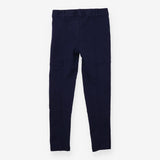 Navy stretch leggings with gold tag