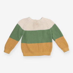 Jumper Knit Block Cream, Green and Yellow