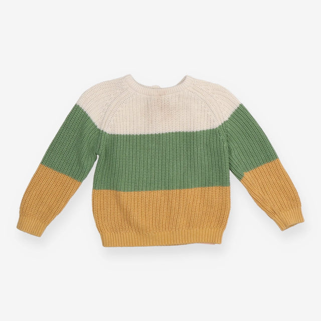 Jumper Knit Block Cream, Green and Yellow
