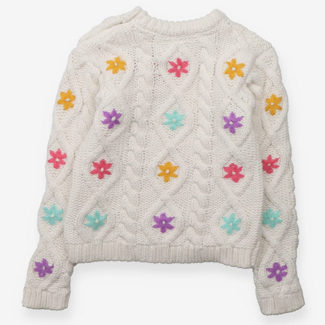 Chunky Knit Sweater with Flowers
