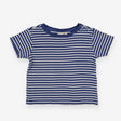 Blue Striped T-shirt Shoulder Buttons