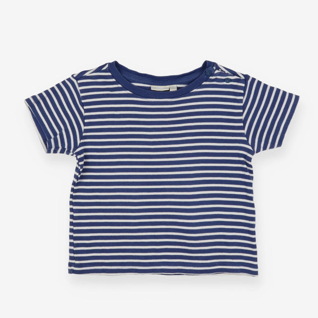 Blue Striped T-shirt Shoulder Buttons